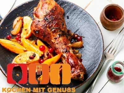 Putenkeulen mit Haut gegrillt