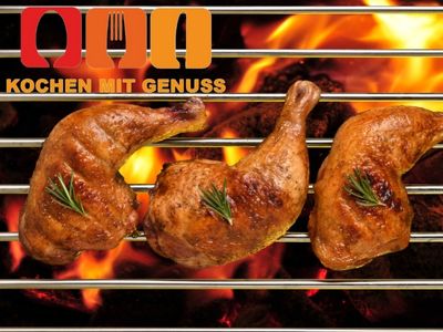 Haehnchenschenkel aufwaermen auf dem Grill