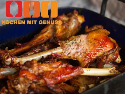 Heiaaluftfritteuse Gaensekeule aufwaermen